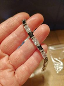 silver tennis bracelet with natural stones
