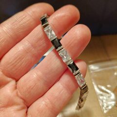 silver tennis bracelet with natural stones