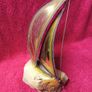 Vintage 1970's Sculpture Brass /  Metal Sailboat On Onyx Stone Base -Signed DeMott Image 2