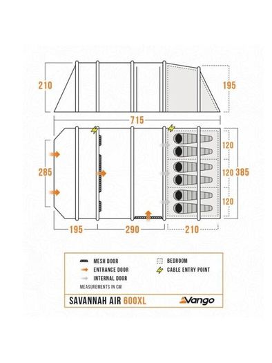 6 Person Vango Savannah Air Beam Tent 600 XL