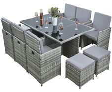 10 Seater Grey Rattan Garden furniture sets