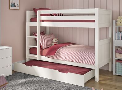 Stompa Classic Originals white bunk bed with trundle and mattress