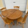 Round pine table & chairs Image 3