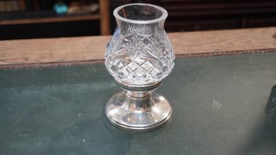 Elegant Cut Crystal & Sterling Silver Candlestick