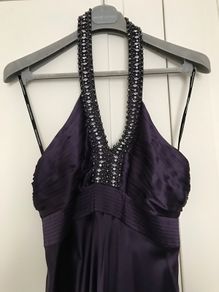100% Silk Warehouse Purple Maxi Debs Long Dress - Size UK 10
