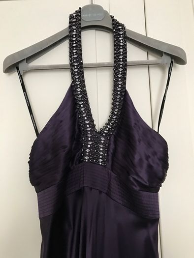 100% Silk Warehouse Purple Maxi Debs Long Dress - Size UK 10