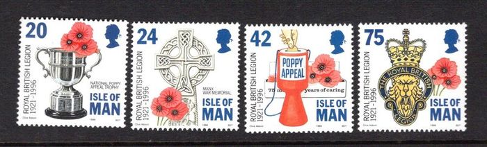 1996 Isle of Man 75th Anniversary of Royal British Legion Commemorative Stamps Mint Never Hinged (MNH)