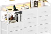 Chest of Drawers Bedroom, 8 Fabric Drawers, 110x30x88cm, White