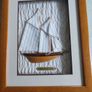 Vintage Wall Hanging Framed Wood Shadow Box with Half Hull Sailboat Models Made of Wood SCHOONERS 1871 GLORIA Image 7