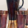 Fabulous Vintage Retro Mid-Century-Modern Hand Blown Tall Glass Pitcher with Four Matching Hi-Ball Glasses in Purple/Amethyst Glass with Rose Gold Gilt Banding - Prosecco Not Included! Image 9