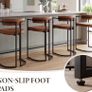 Bar Stools Set of 2 Breakfast Bar Stools PU Leather with Metal Frame Brown Image 6