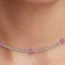 Pandora Pink Flowers Tennis Necklace New Image 2