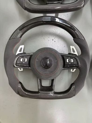 VW Golf MK7 MK7.5 Carbon Fiber LED Steering Wheel | Alcantara | Airbag Included | GTI R GTD