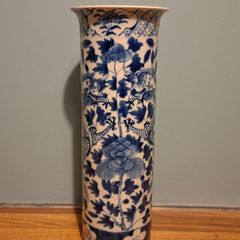 Chinese Porcelain cylinder vase Kangxi Mark 19th Century Brush Pot