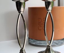 Vintage Ianthe Silver Plated Candlesticks - Pair of Mid-Century Open Loop Candle Holders (England)