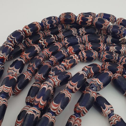Antique Venetian Style Blue Trade Glass Beads Necklace Strands