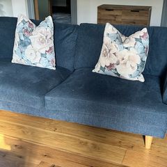 Navy Couch x 2 (4 seater & 3 seater) & armchair leather