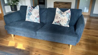Navy Couch x 2 (4 seater & 3 seater) & armchair leather