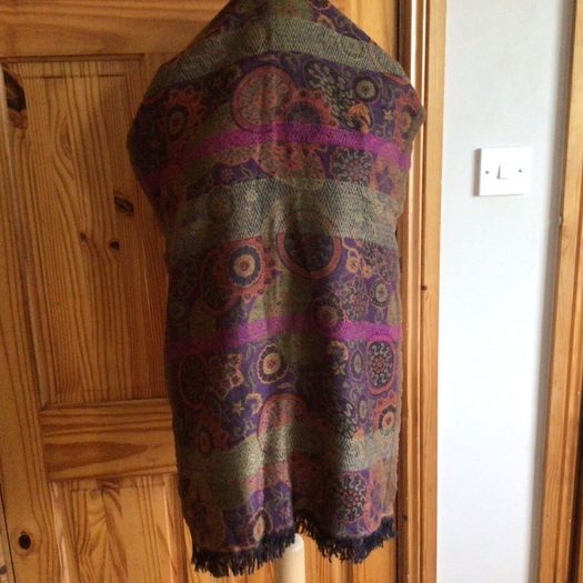 Orange Rust Tones Large Wool Blend Krish Shawl Scarf 70" x22" including postage