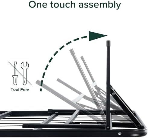 Shawn SmartBase Folding Guest Bed Frame 3ft Single  90 x 190 cm Space Saving with Underbed Storage, No Assembly  Black