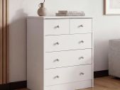 Chest of Drawers  Beech OR White with 5 Drawers Multi-Purpose Sideboard Flat for Hallway Modern Sideboard Timeless Sideboard