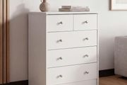 Chest of Drawers  Beech OR White with 5 Drawers Multi-Purpose Sideboard Flat for Hallway Modern Sideboard Timeless Sideboard