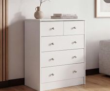 Chest of Drawers  Beech OR White with 5 Drawers Multi-Purpose Sideboard Flat for Hallway Modern Sideboard Timeless Sideboard