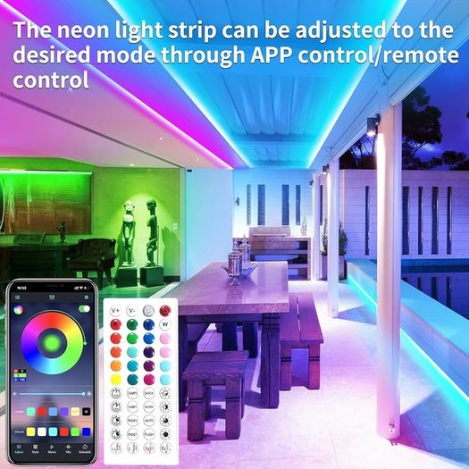 FREE EXPRESS SHIPPING Flexible LED neon Lights Strip 10M 24v RGB with Remote,APP Control, IP65 Waterproof for Bedroom,Room,Outdoors Decor