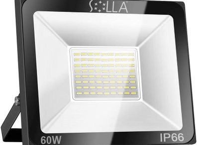 60W LED Floodlight IP66 Waterproof Outdoor Security Light, 4800LM, 3000K Warm White, Outdoor Flood Light Wall Light for Yard, Garage, Warehouse, Parking Lot, Garden - 24 Month Warranty [Energy Class A+]