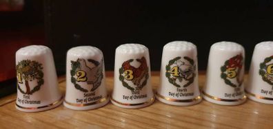 12 Days of Christmas Fine Bone China Thimbles