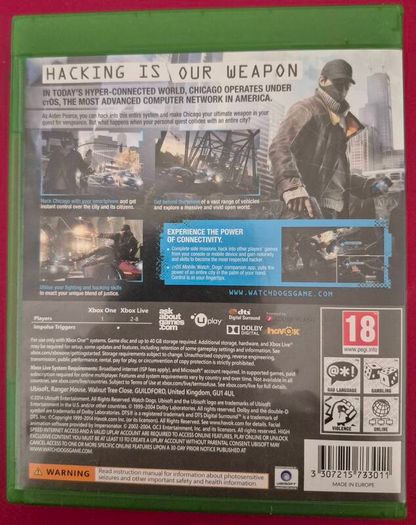 watchdogs, X box one game.