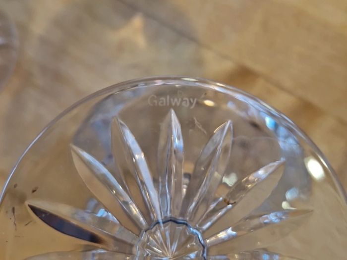 Vintage Galway Crystal "Old Galway" Cut Glass Champagne Coupe / Sherbet Glasses (Made in Ireland)