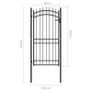 Fence Gate with Spikes Steel 100x200 cm Black Image 5