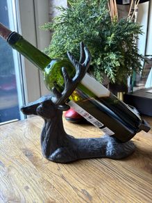New with tags heavy cast iron stag wine bottle holder