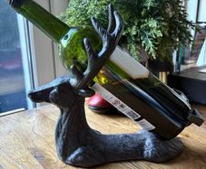 New with tags heavy cast iron stag wine bottle holder