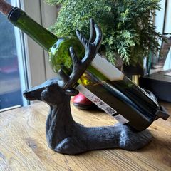 New with tags heavy cast iron stag wine bottle holder