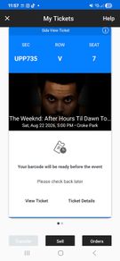 the weeknd tickets,2 tickets for saturday August 22nd