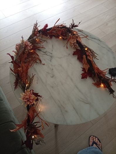 Fall/autumn + Halloween floral light up wreath long