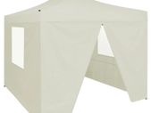 vidaXL Professional Folding Party Tent with 2 Sidewalls 2x2 m Steel Cream