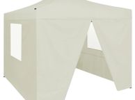 main image for ad vidaXL Professional Folding Party Tent with 2 Sidewalls 2x2 m Steel Cream