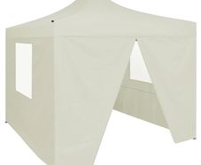 vidaXL Professional Folding Party Tent with 2 Sidewalls 2x2 m Steel Cream