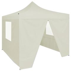 vidaXL Professional Folding Party Tent with 2 Sidewalls 2x2 m Steel Cream