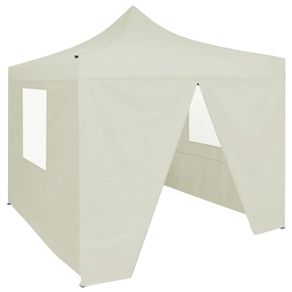 vidaXL Professional Folding Party Tent with 2 Sidewalls 2x2 m Steel Cream