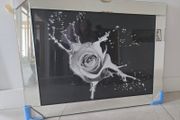 Splash rose print mirror framed