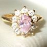 Vintage 9k Gold Hallmarked Pink/White Cluster Image 7
