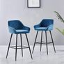 Set of 2, Velvet Padded Bar Chairs with Armrest Image 4