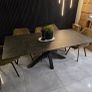 kitchen table. Modern Dining Table 2m x 1m Steel Base & Glass Top Image 3