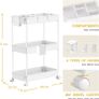 FREE EXPRESS SHIPPING Storage Trolley 3-Tier Rolling Utility Cart Slide Out Shelving Organization Shelf for Laundry Bathroom Kitchen with Small Containers & Hooks White Image 4