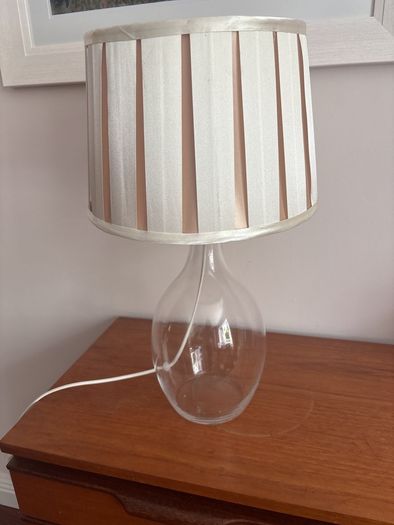 2 for the price of 1 - Free  Smaller same style lamp - IKEA Bran Handmade Glass Table Lamp with Pleated Drum Shade - Off White and Pink