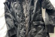 Black heavy winter coat with detachable hood